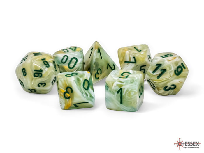 Marble Mega-hedral™ Green/dark green 7-Die Set