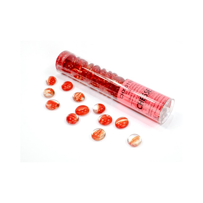 Catseye Red Glass Stones (40) in 4" Tube