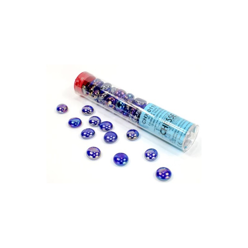 Iridized Crystal Dark Blue Glass Stones (40) in 4" Tube