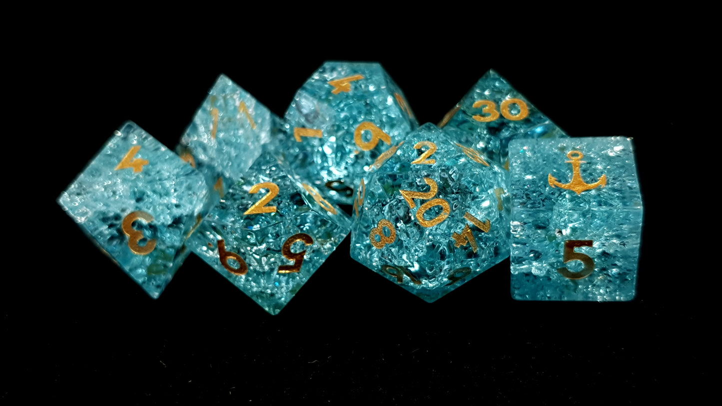 Crackle glass Sea Shanty dice - The Diamond