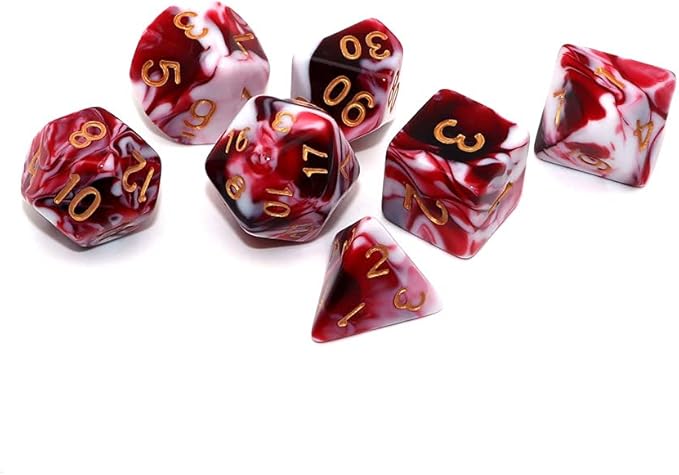 DND Dice Set Red Mix White
