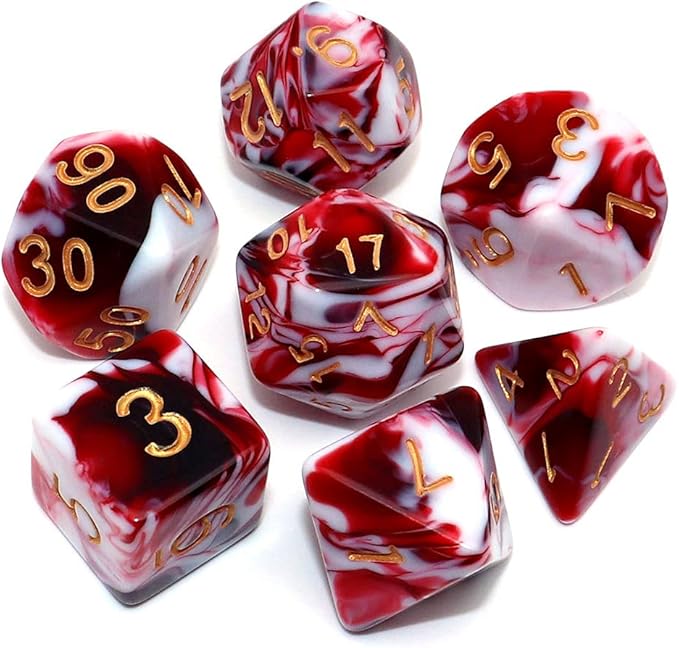 DND Dice Set Red Mix White