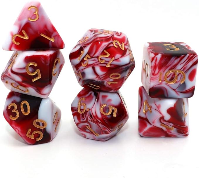 DND Dice Set Red Mix White
