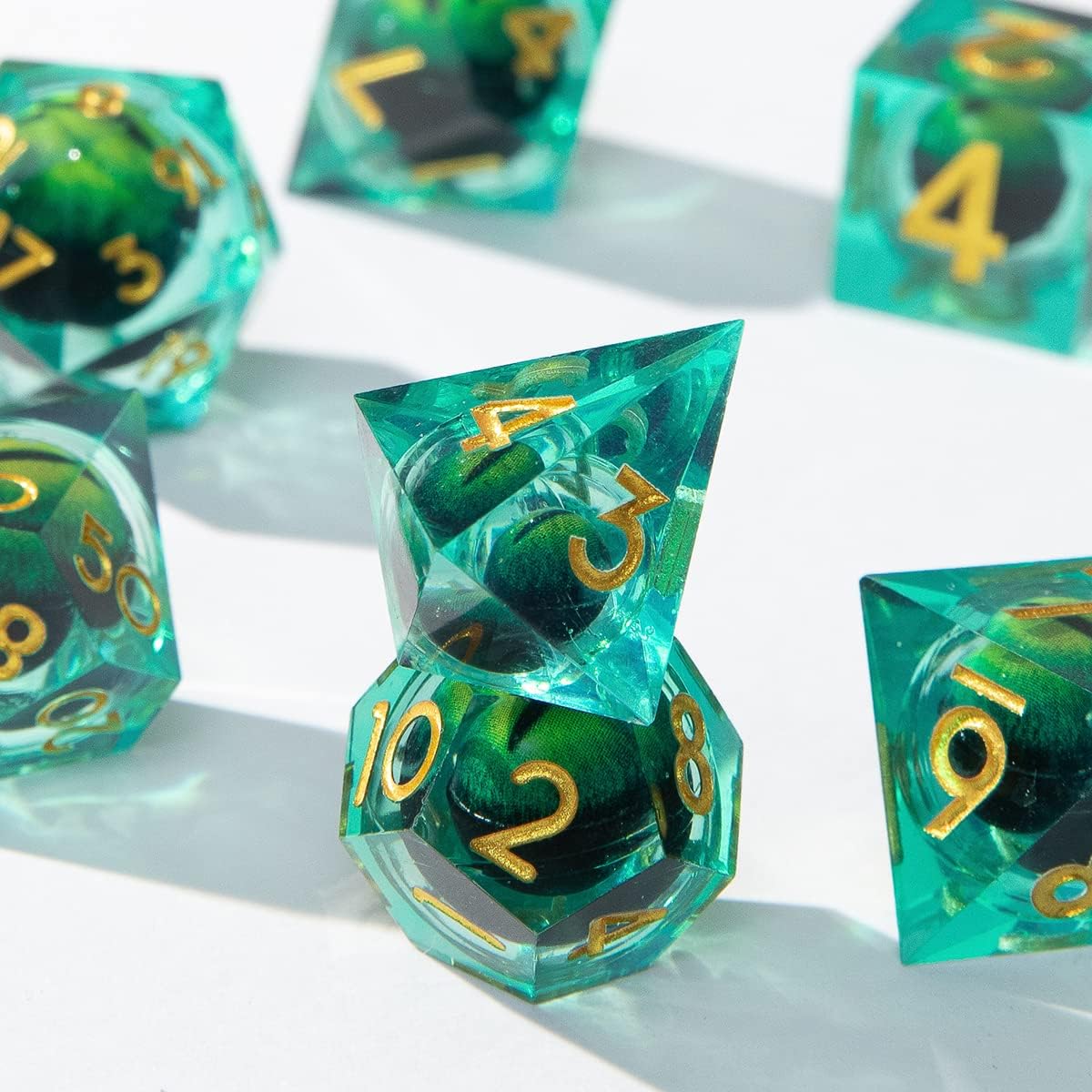 Beholder Green Dragon Eye dice set
