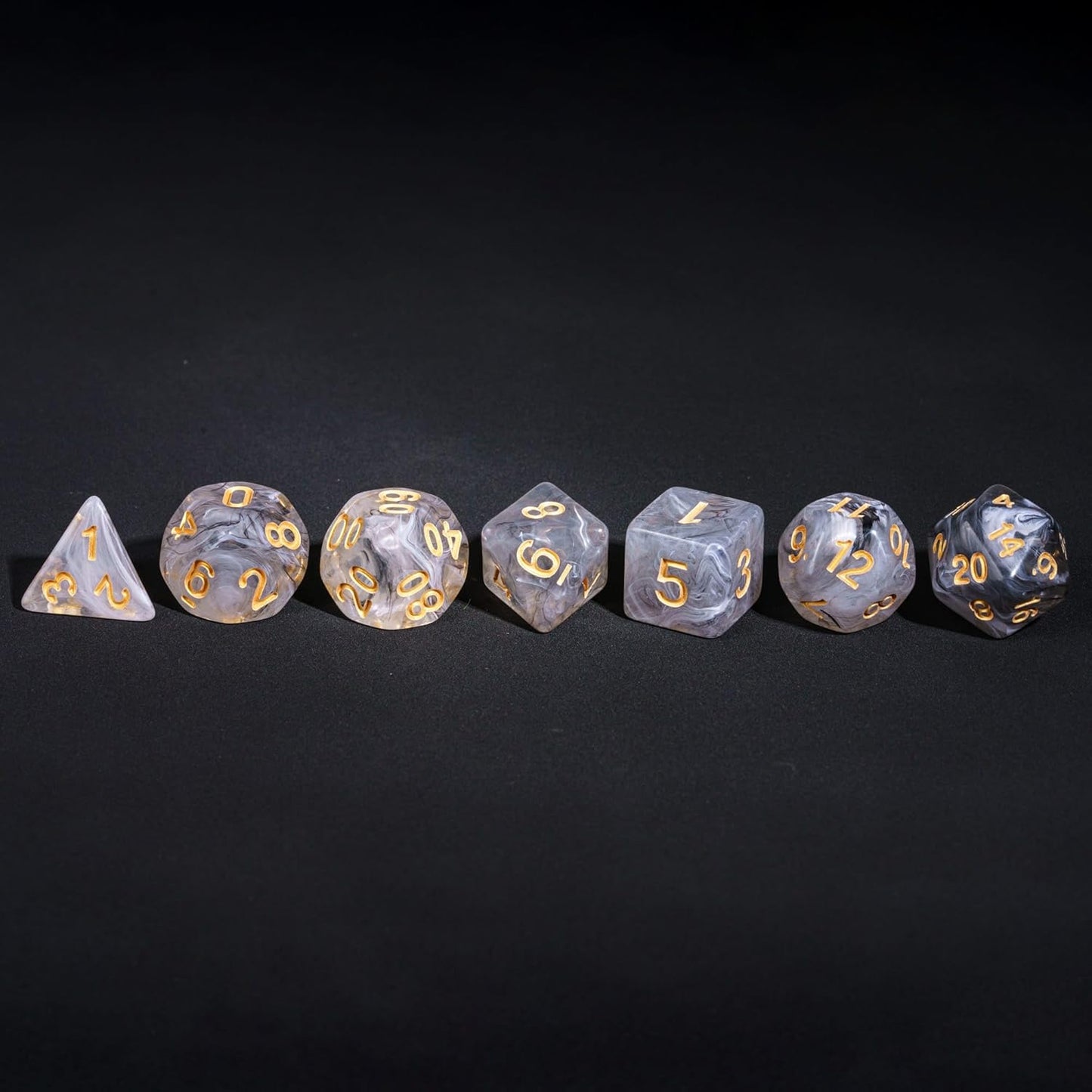 7-Piece Acrylic Dice Set - (Black Mixed White)