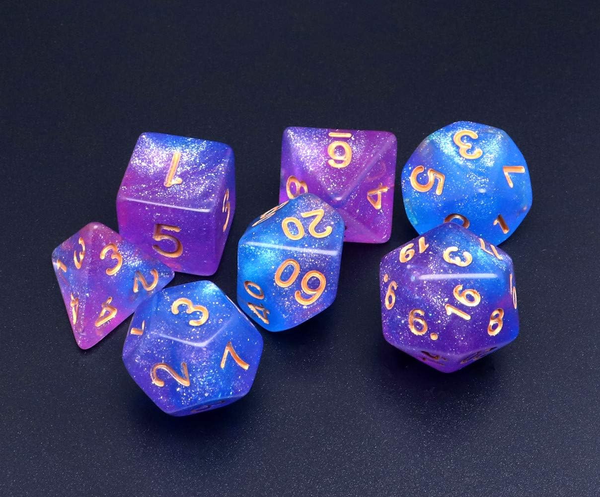 Dice Set Blue Purple Glitter Dice