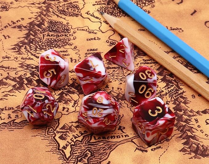DND Dice Set Red Mix White