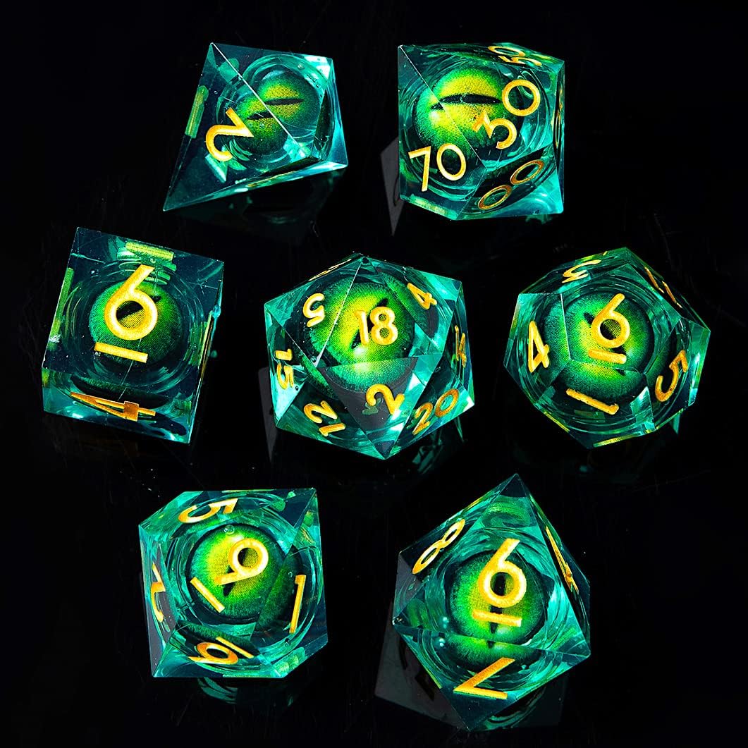 Beholder Green Dragon Eye dice set