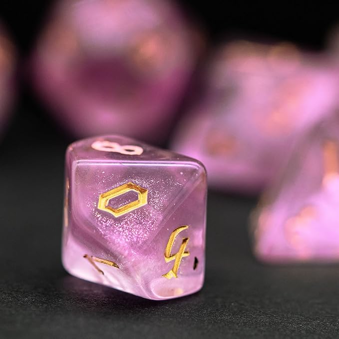 7PCs/Set DND Dice Set (Pink with Sickle Font)