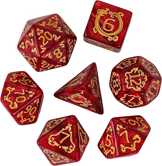 7Pcs/Set Dragon Pattern-Red