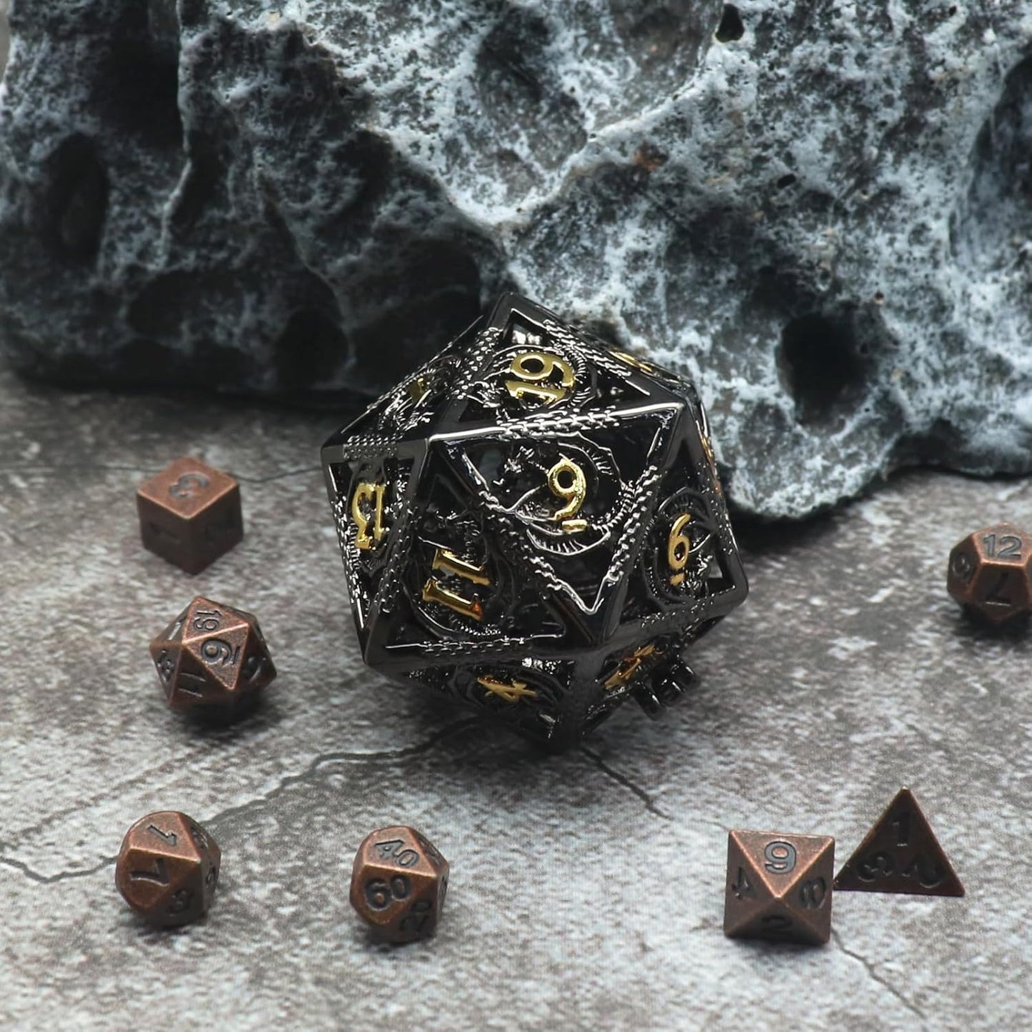 Mini Metal Dice Set with Hollow Necklace Dice Case