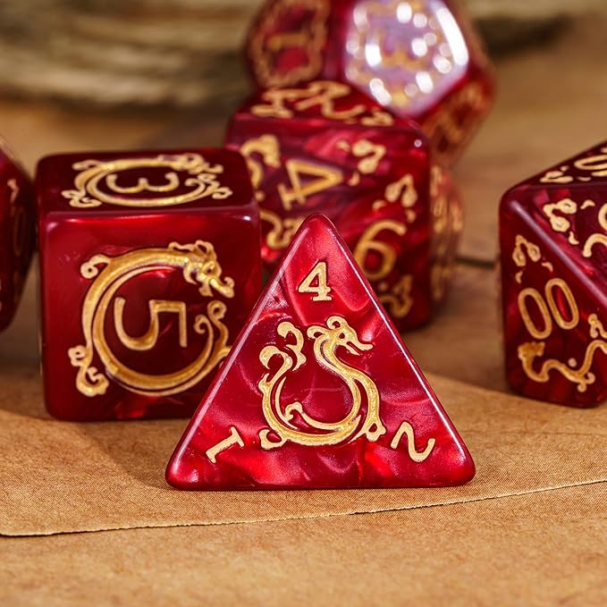 7Pcs/Set Dragon Pattern-Red