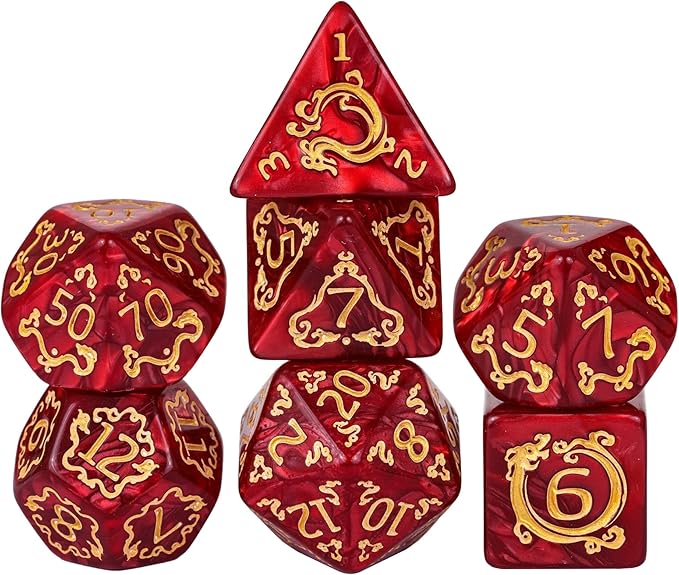 7Pcs/Set Dragon Pattern-Red