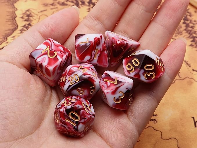 DND Dice Set Red Mix White