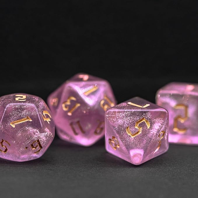 7PCs/Set DND Dice Set (Pink with Sickle Font)