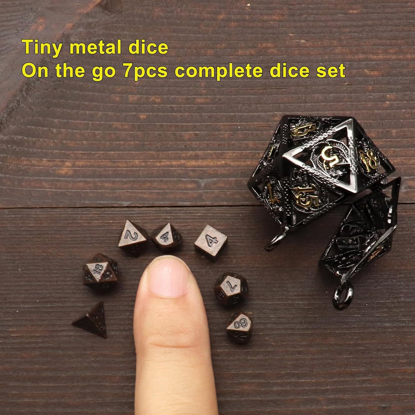 Mini Metal Dice Set with Hollow Necklace Dice Case