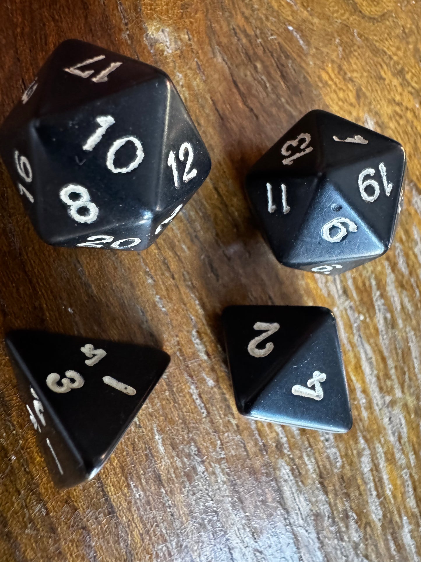 Vintage Chessex Opaque Dice Set (early 1990s Danish Chessex factory) Black with White Numbers (Partial Set)