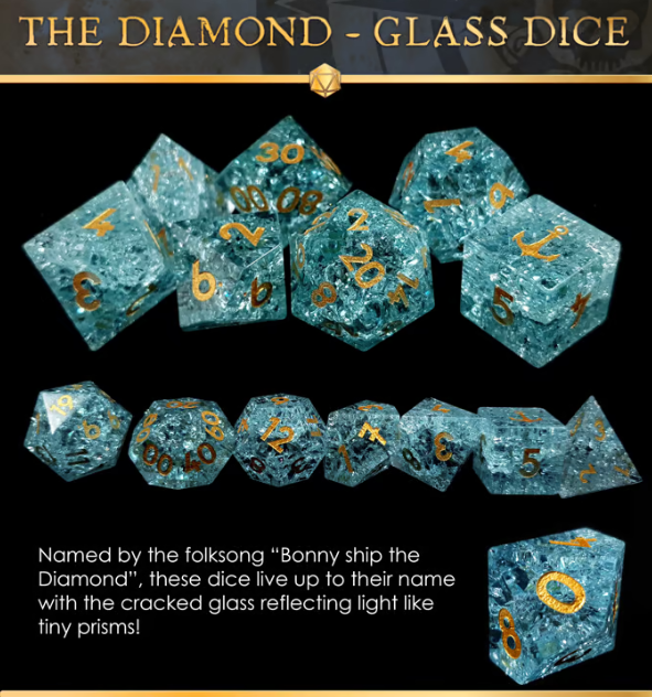 Crackle glass Sea Shanty dice - The Diamond