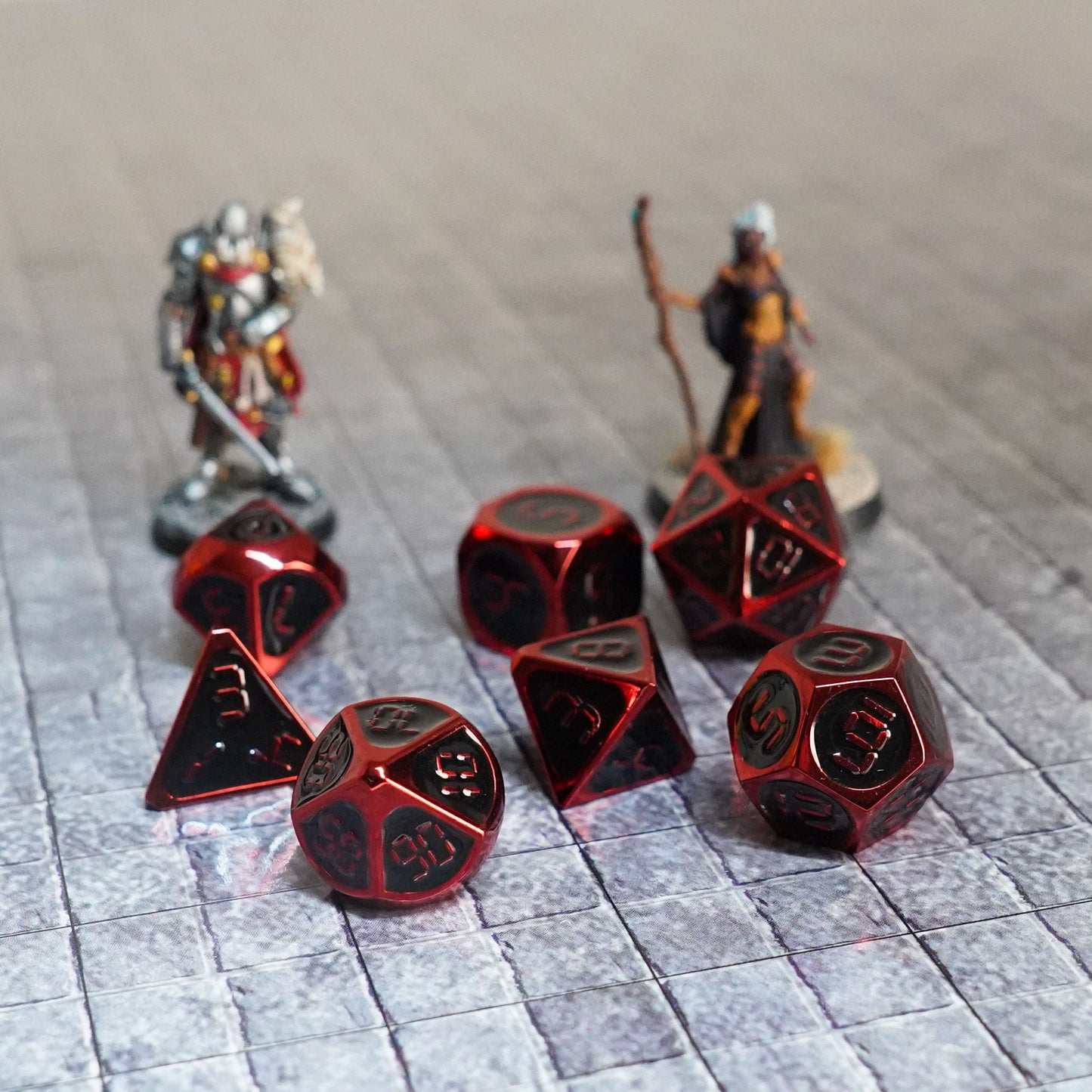 FanRoll Dice Set Red with Black Enamel