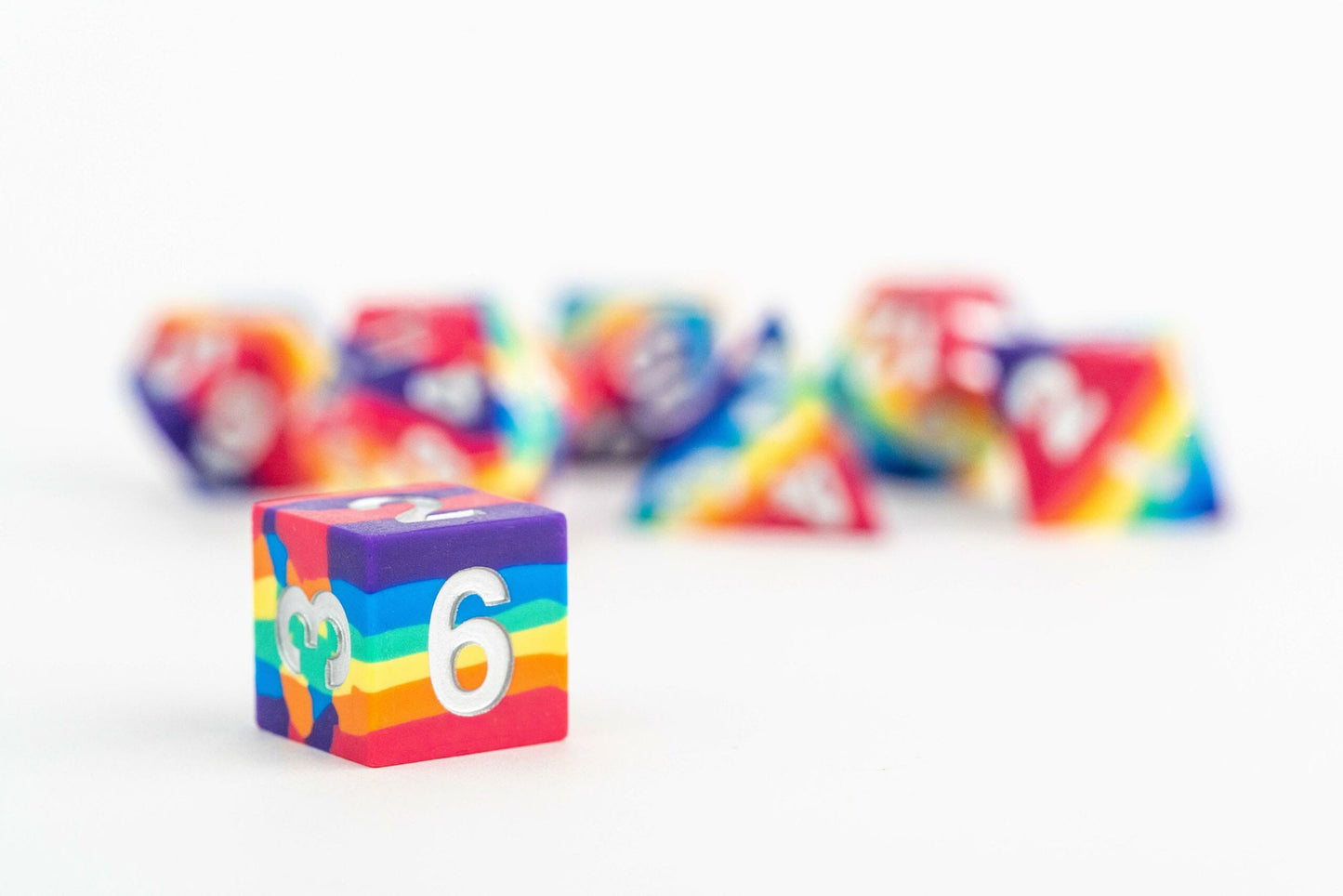 Sharp Edge Silicone Dice Set Rainbow