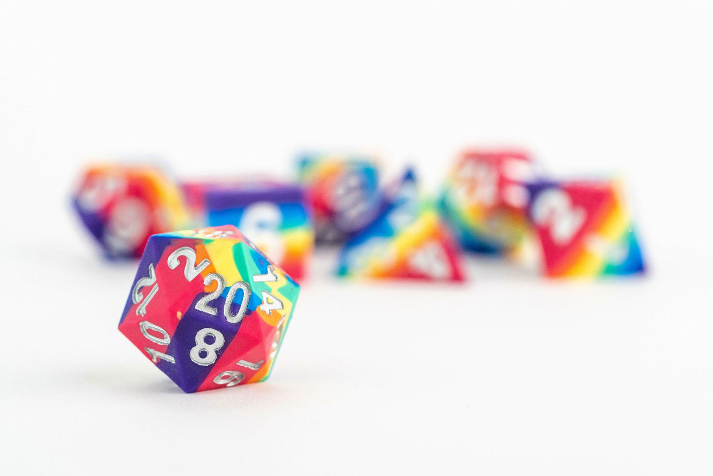 Sharp Edge Silicone Dice Set Rainbow