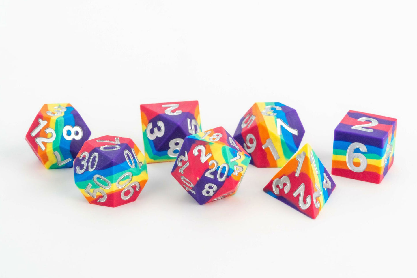 Sharp Edge Silicone Dice Set Rainbow