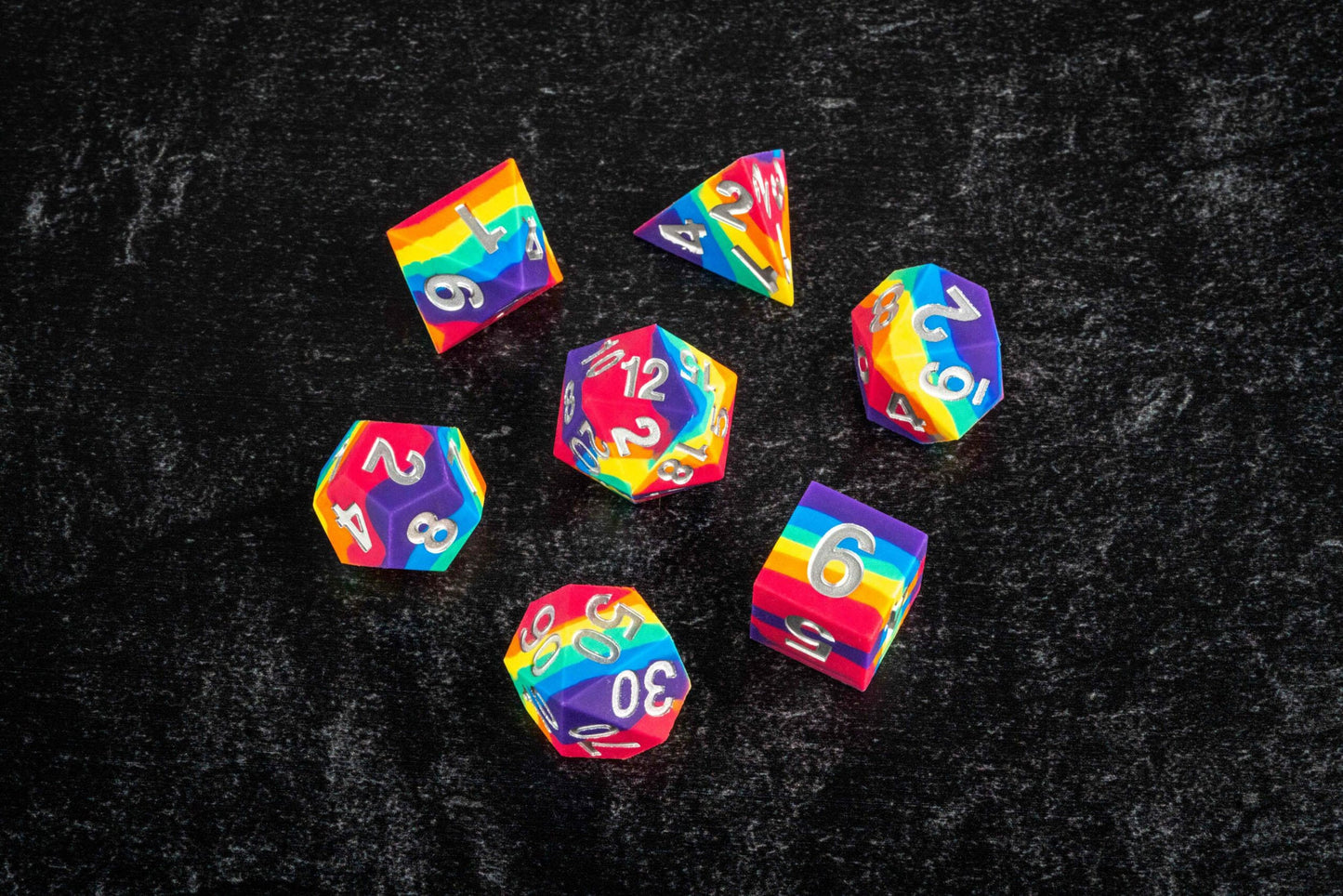 Sharp Edge Silicone Dice Set Rainbow