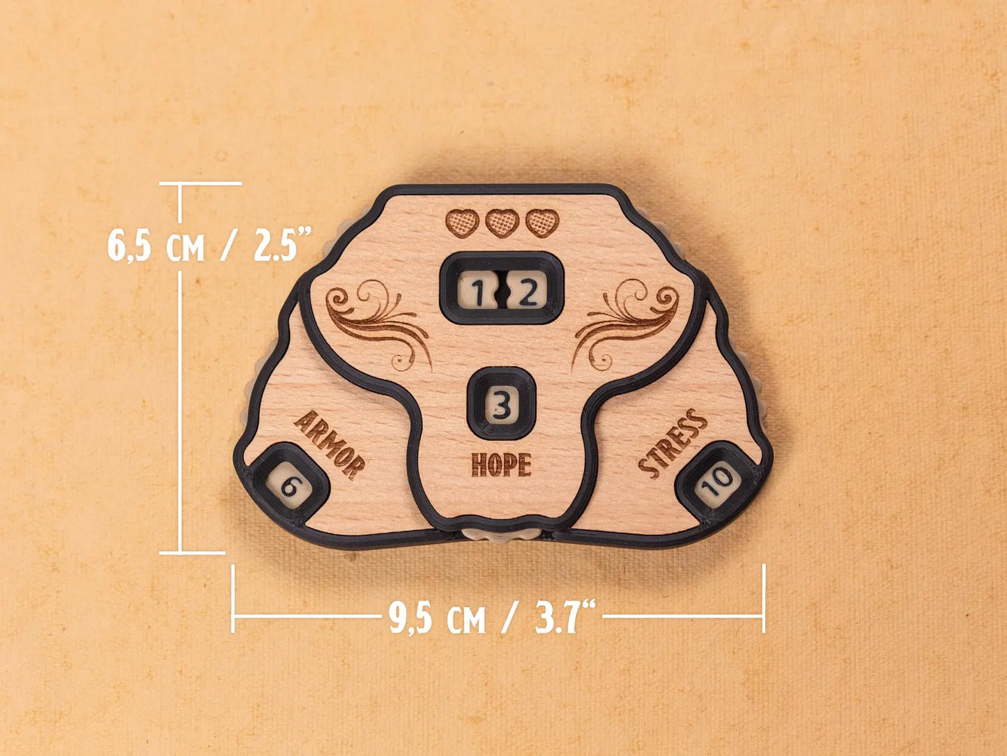 Daggerheart Stat Tracker – Hope, Armor, Stress & HP Dial with Latching Click Mechanism