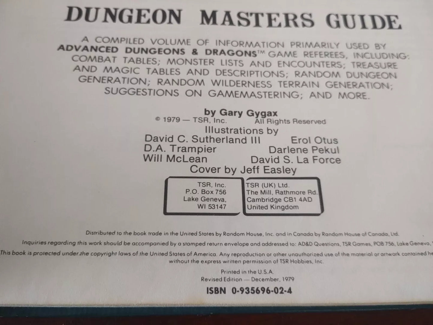 Official Advanced Dungeons and Dragons Dungeon Masters Guide (1st Edition) 1979