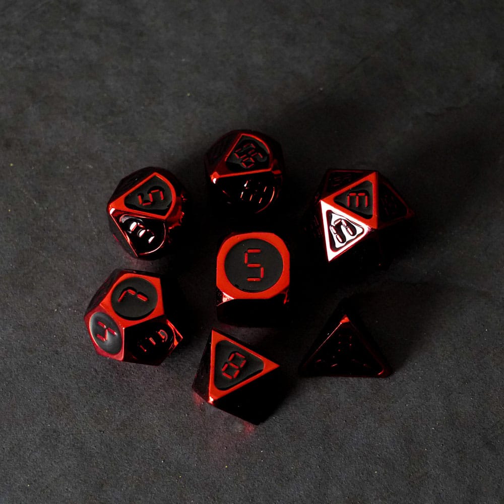 FanRoll Dice Set Red with Black Enamel