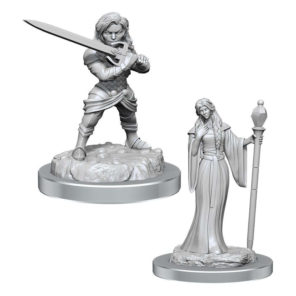 Critical Role Unpainted Miniatures: Human Wizard Female & Halfling Holy Warrior Female Assortment (2)