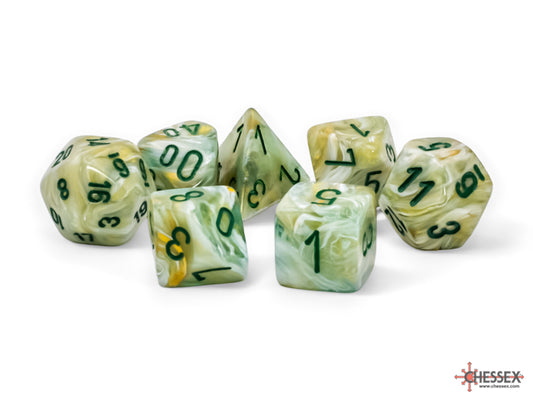 Marble Mega-hedral™ Green/dark green 7-Die Set