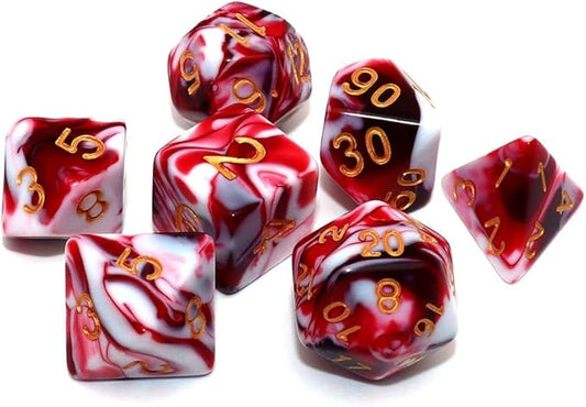 DND Dice Set Red Mix White