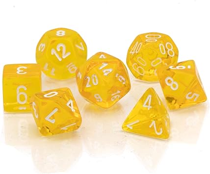 Translucent Polyhedral Yellow/white 7-Die Set