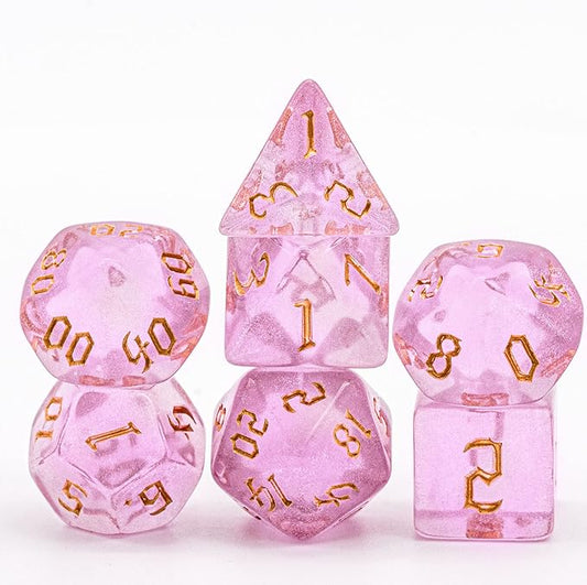 7PCs/Set DND Dice Set (Pink with Sickle Font)