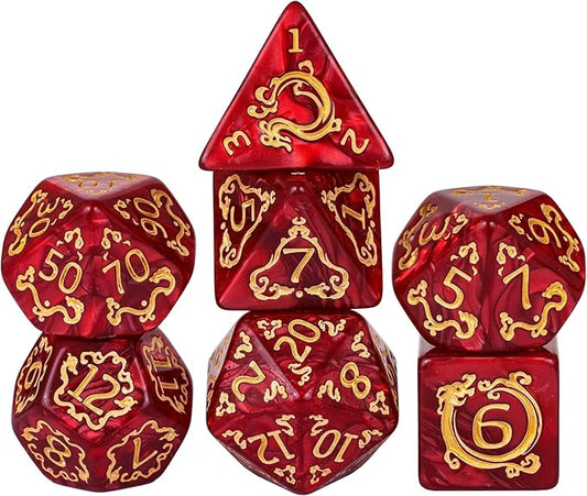 7Pcs/Set Dragon Pattern-Red