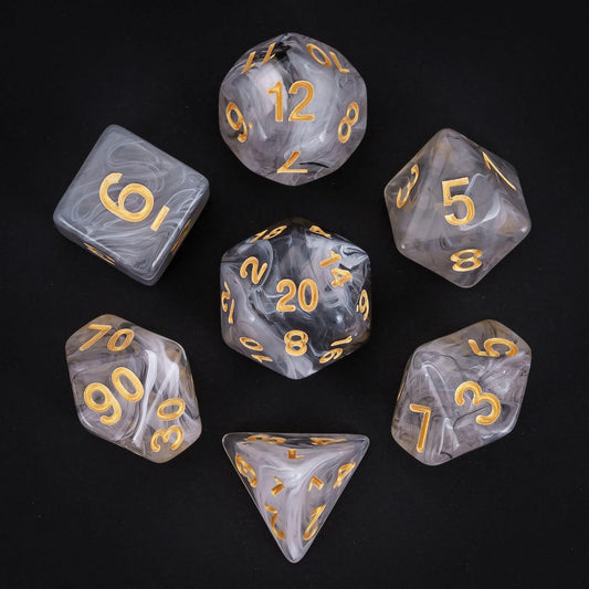 7-Piece Acrylic Dice Set - （Black Mixed White）