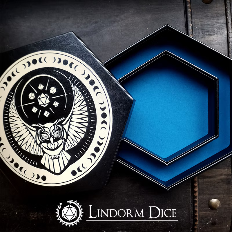 Moon Owl Dice Tray With Lid - Blue