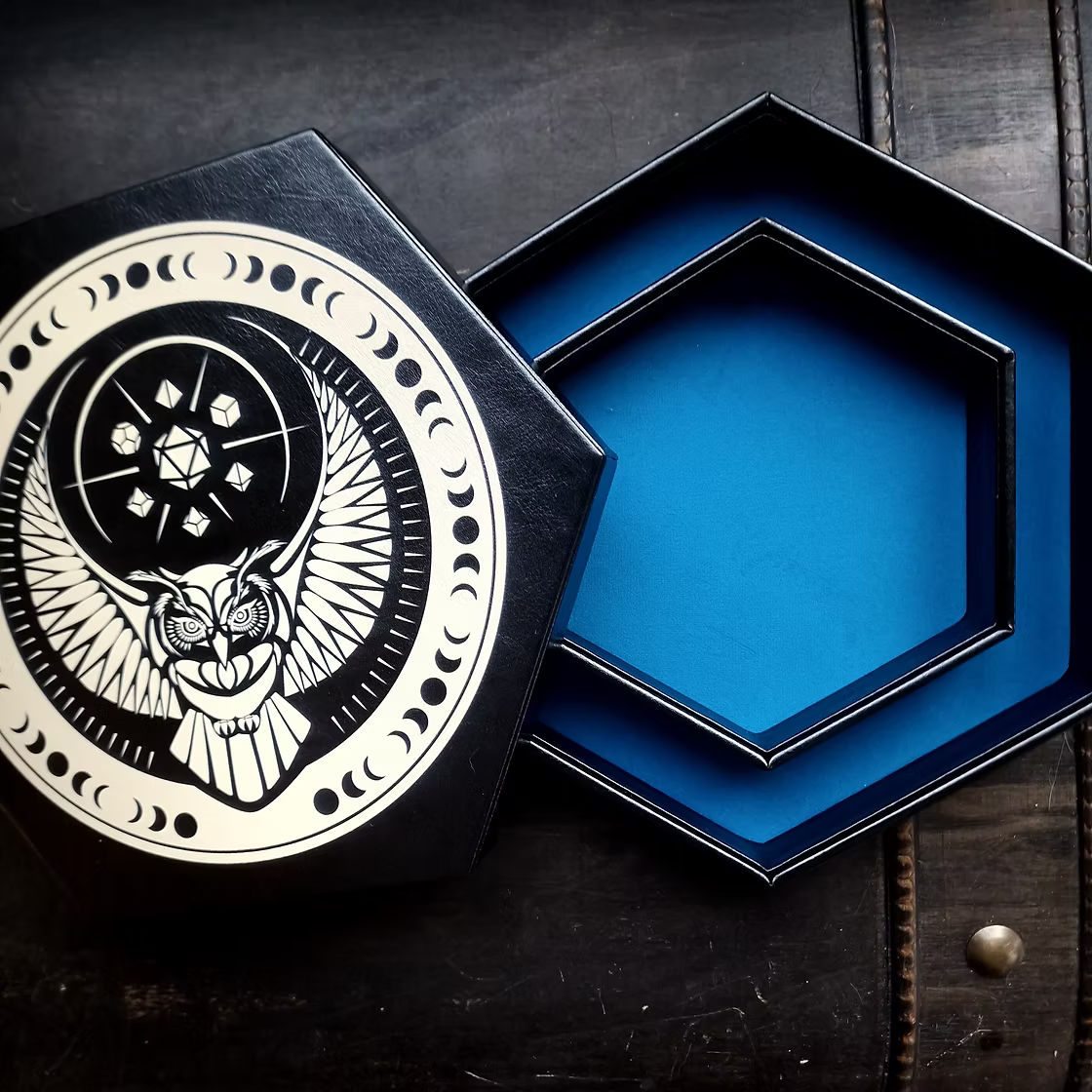 Moon Owl Dice Tray With Lid - Blue