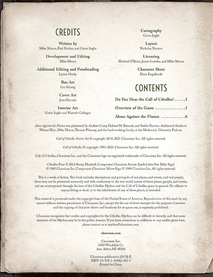Call of Cthulhu 40th Anniversary Starter Set