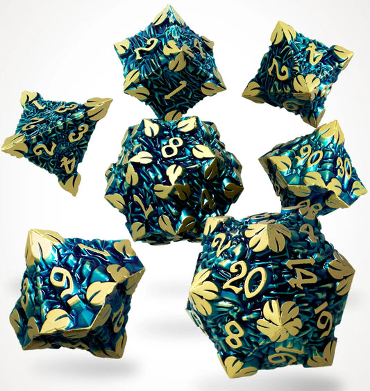 Golden Canopy Metal RPG Dice Set
