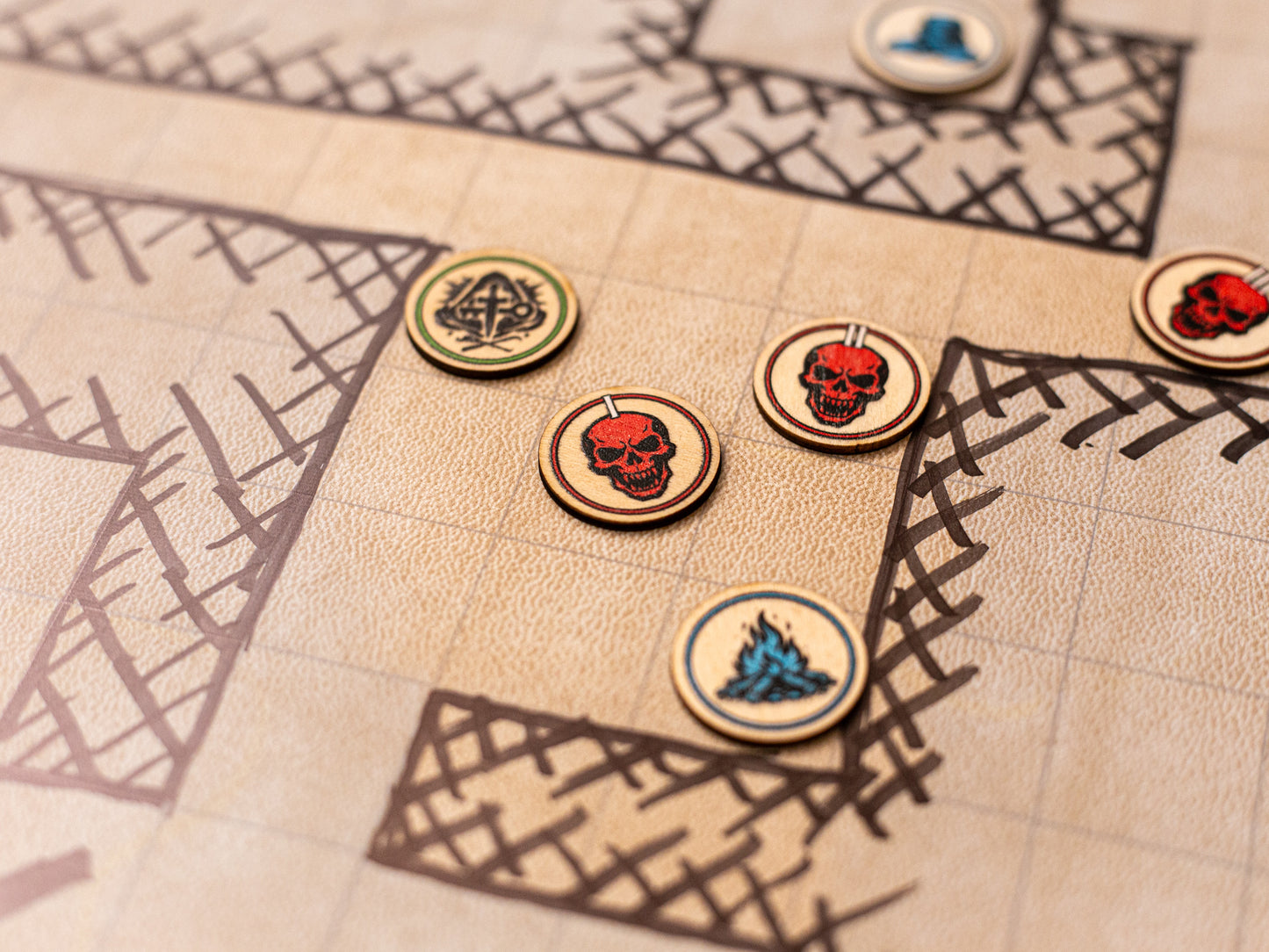 DnD Token Set (72 Pieces Wood + Bag)