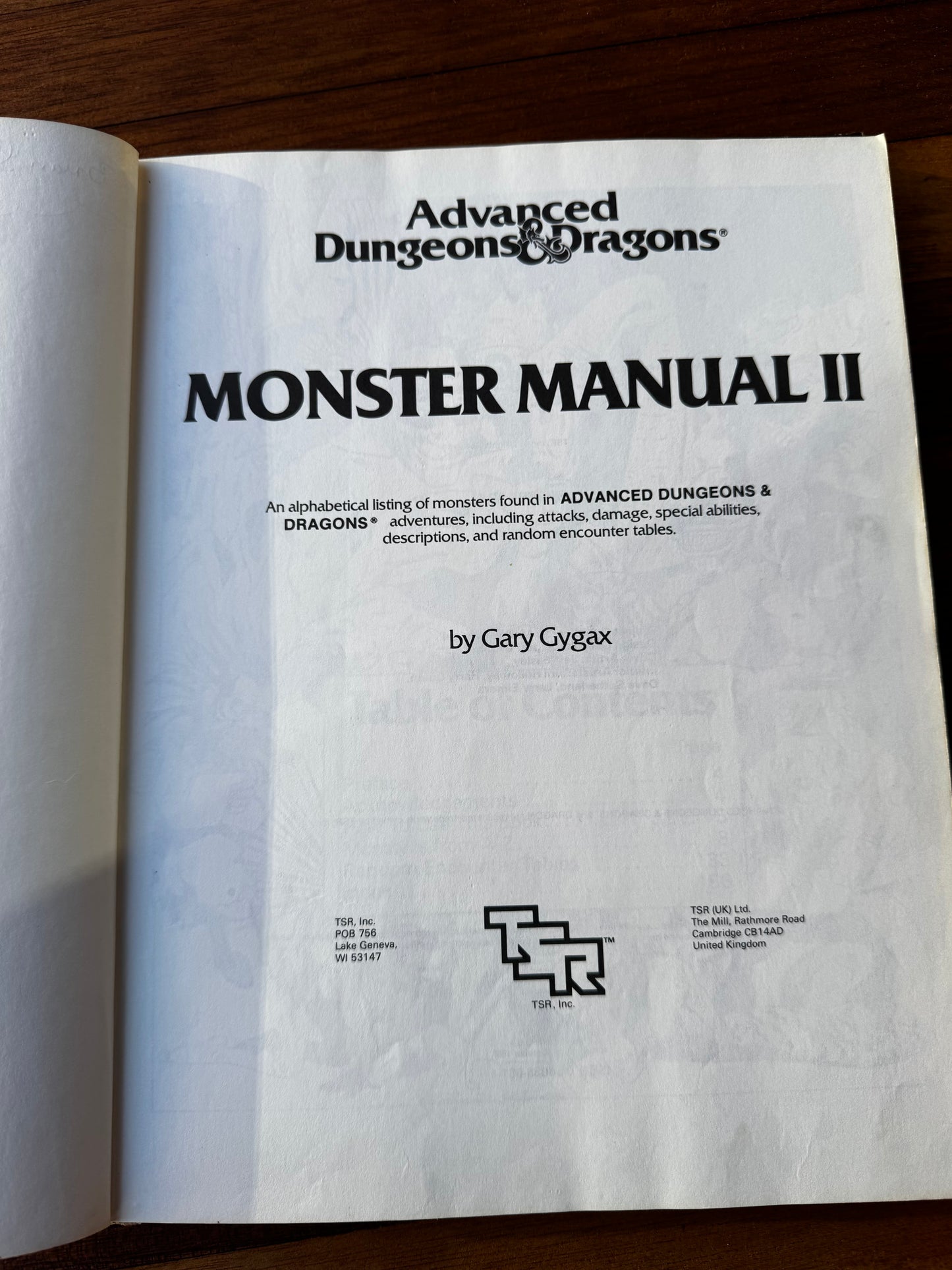 Advanced Dungeons and Dragons: Monster Manual II (1983) AD&D 1st edition