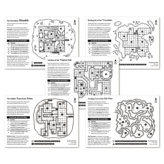 Shadowdark Five Mini-Adventure Cards