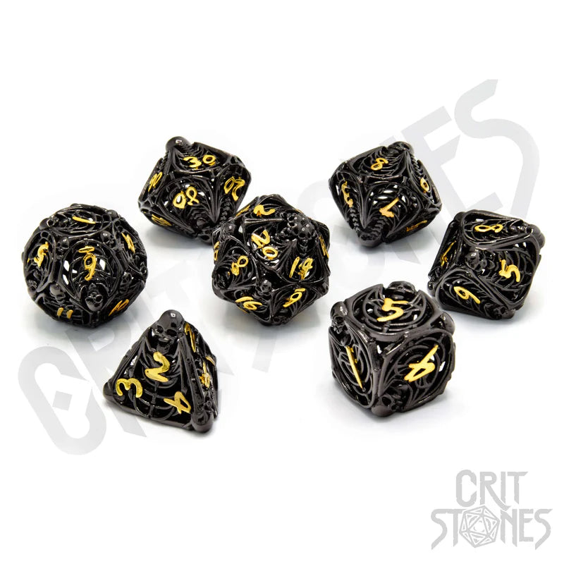 Soulreaper Gold Hollow Metal RPG Dice Set