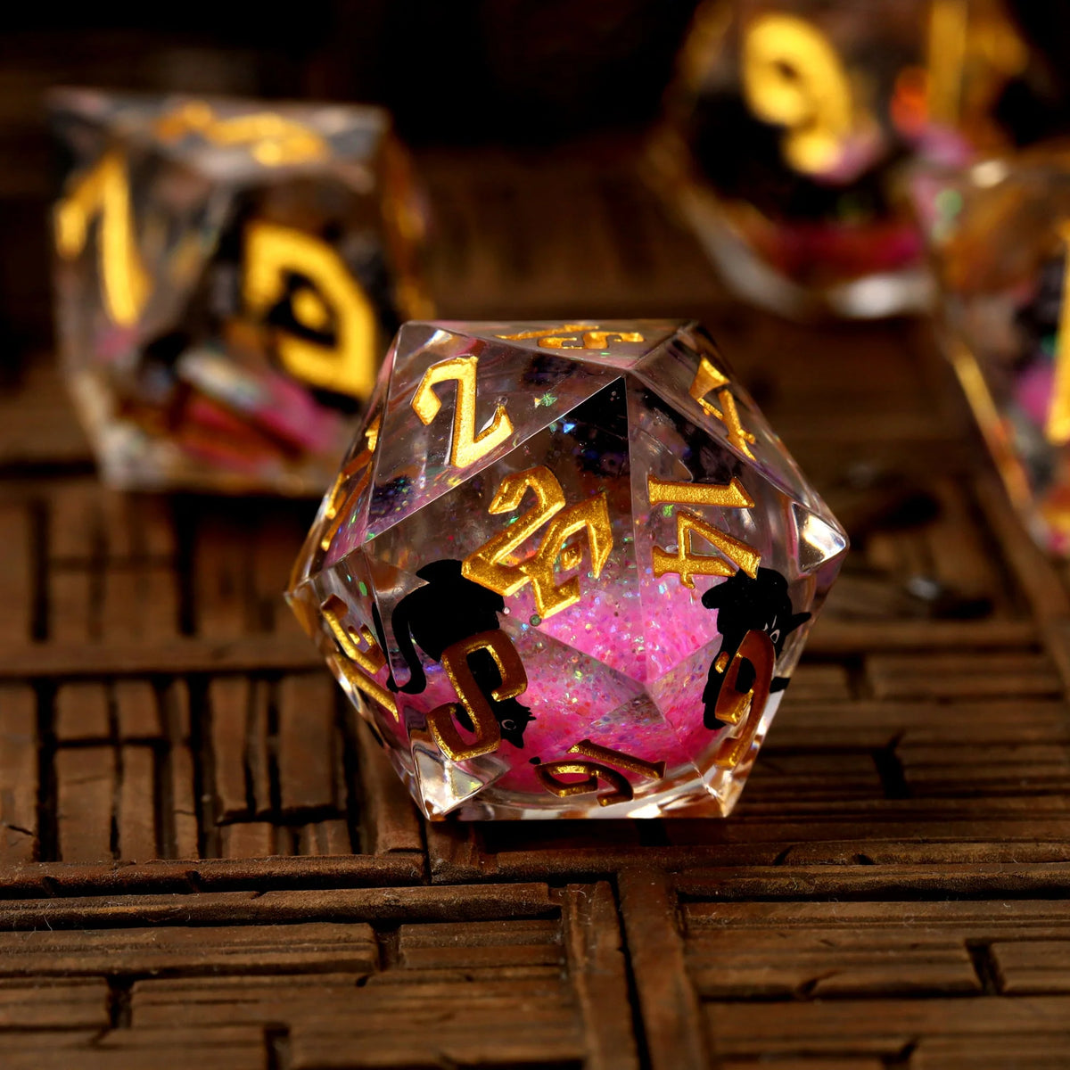 Cantrip Kittens: Rosy Liquid Core RPG Dice Set