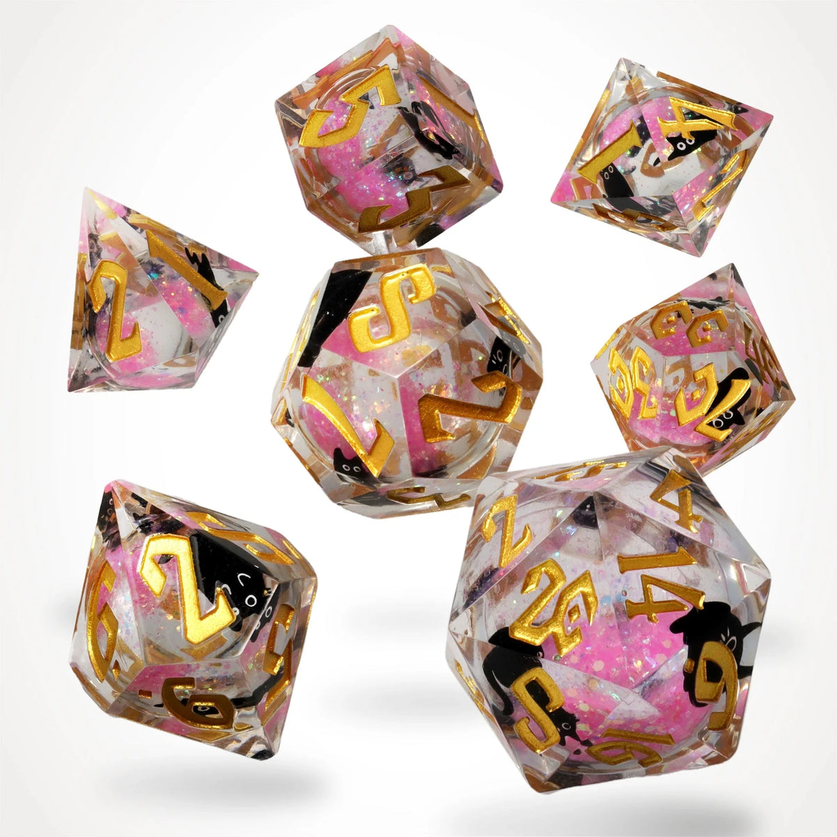 Cantrip Kittens: Rosy Liquid Core RPG Dice Set
