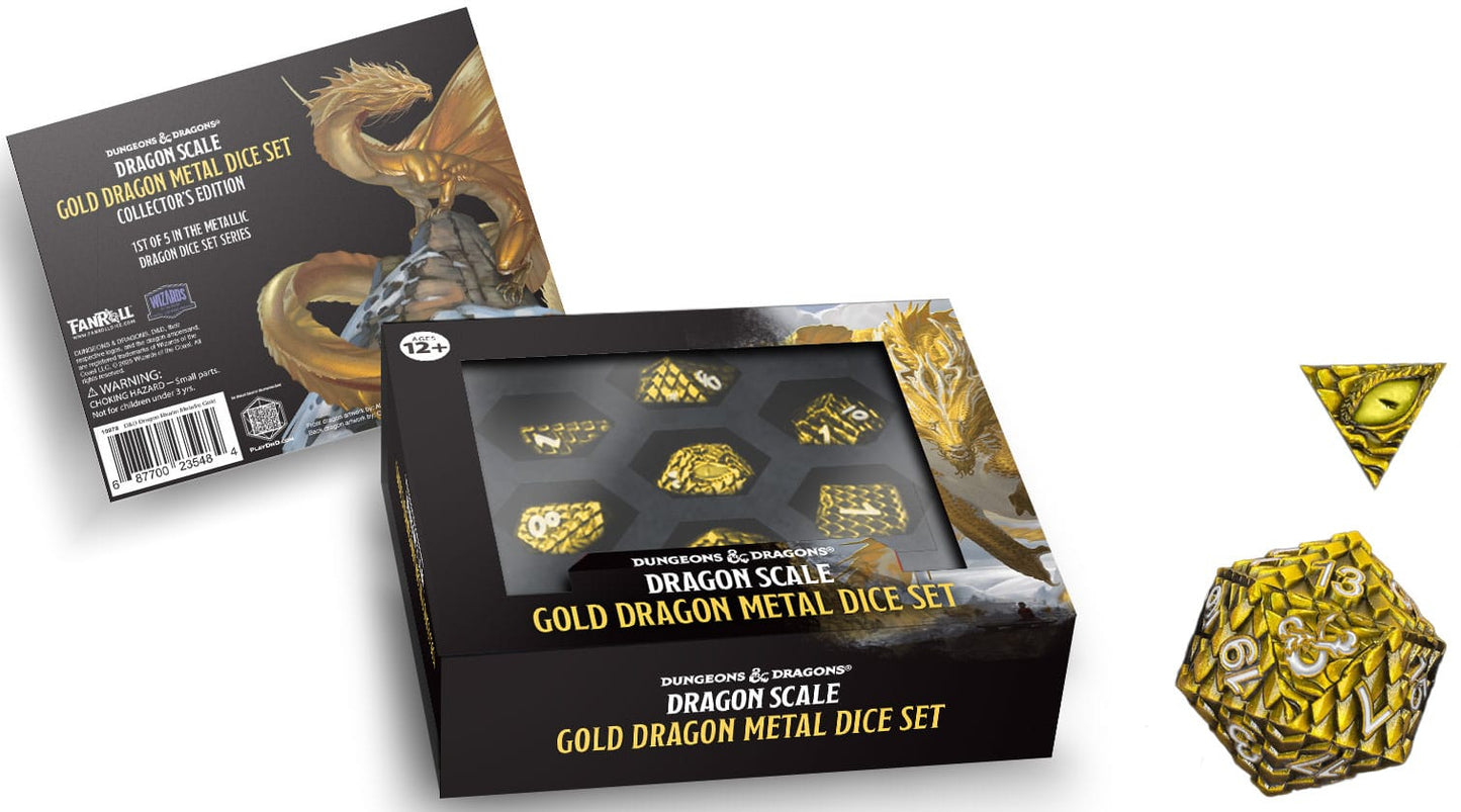 Dungeons & Dragons Premium Metal Dice Set Dragon Scale Gold