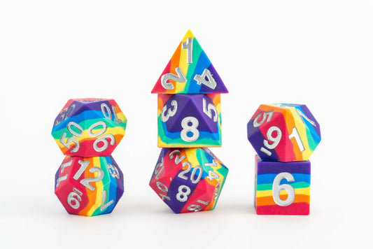 Sharp Edge Silicone Dice Set Rainbow