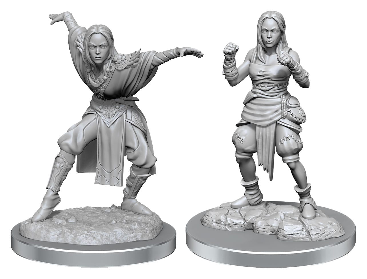 Pathfinder Battles Deep Cuts Unpainted Miniatures 2-Packs Half-Elf Monk Female Case (2)